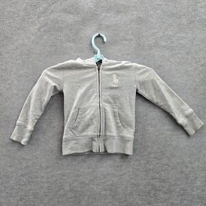 Ralph Lauren Boy Hoodie 3/3T Gray Big Pony Embroidered Zipper Long‎ Sleeve